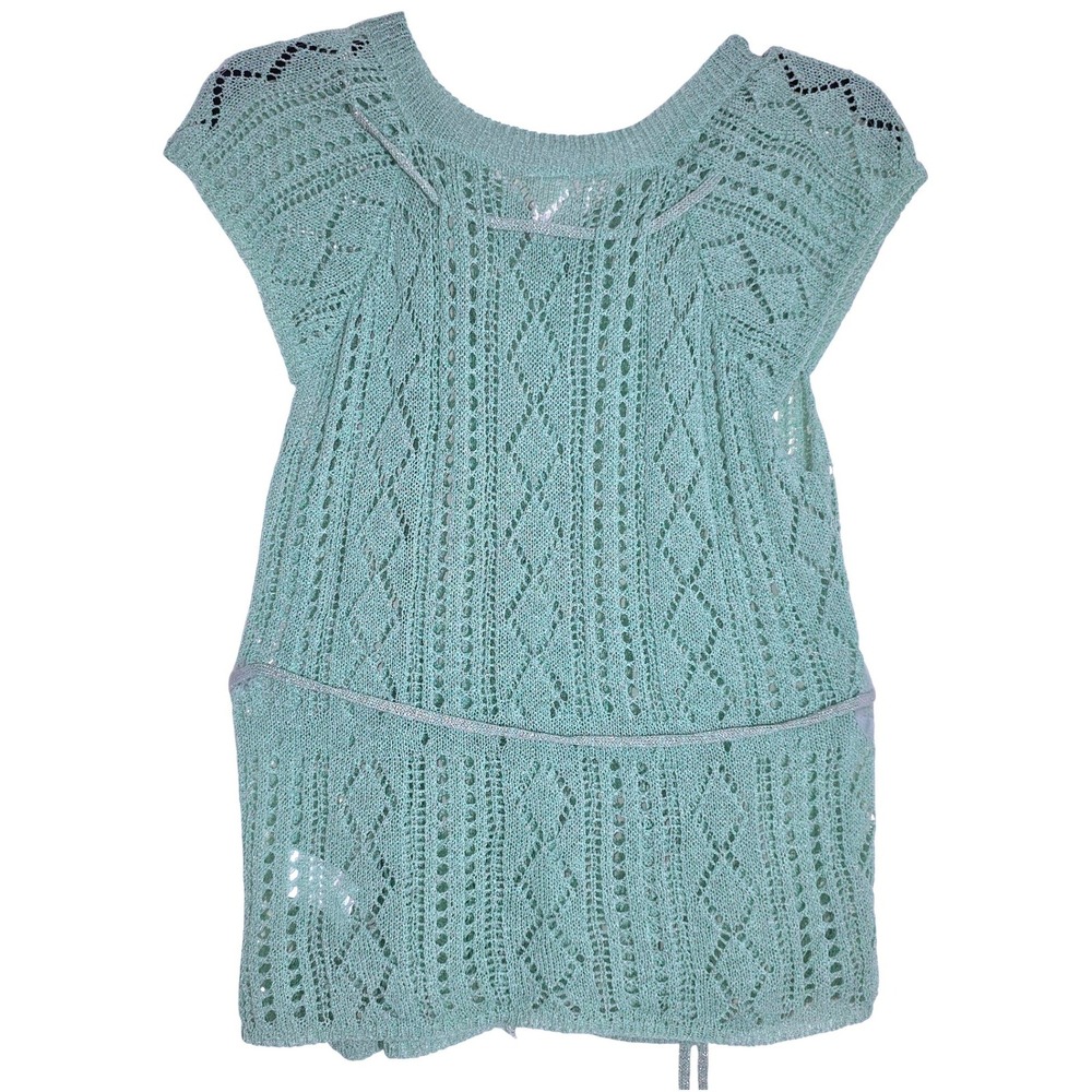 Nekane NKN Lorenza Knit Vest Women S/M Green Excellent Boho Button Tie Waist EUC - Picture 5 of 11